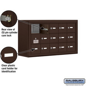 Salsbury Industries 19138-15ZSK Cell Phone Storage Locker-with Front Access Panel-3 Door High Unit (8 Inch Deep Compartments)-15 A Doors (14 usable)-Bronze-Surface Mounted-Master Keyed Locks