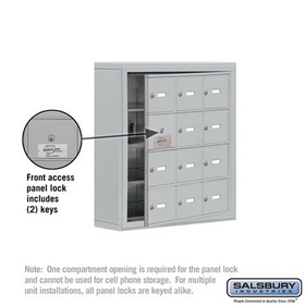Salsbury Industries 19145-12ASK Cell Phone Storage Locker-with Front Access Panel-4 Door High Unit (5 Inch Deep Compartments)-12 A Doors (11 usable)-Aluminum-Surface Mounted-Master Keyed Locks