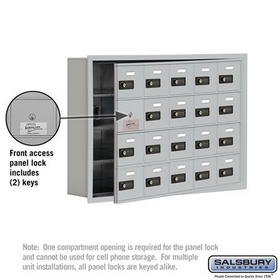 Salsbury Industries 19145-20ARC Cell Phone Storage Locker-4 Door High Unit(5 Inch Deep Compartments)-20 A Doors(19 usable)-Aluminum-Recessed Mounted-Resettable Combination Locks