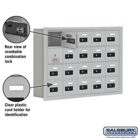 Salsbury Industries 19145-20ARC Cell Phone Storage Locker-4 Door High Unit(5 Inch Deep Compartments)-20 A Doors(19 usable)-Aluminum-Recessed Mounted-Resettable Combination Locks