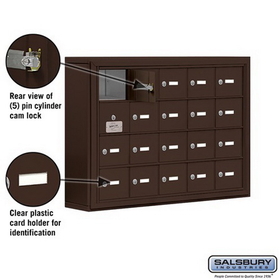 Salsbury Industries 19145-20ZSK Cell Phone Storage Locker-with Front Access Panel-4 Door High Unit (5 Inch Deep Compartments)-20 A Doors (19 usable)-Bronze-Surface Mounted-Master Keyed Locks