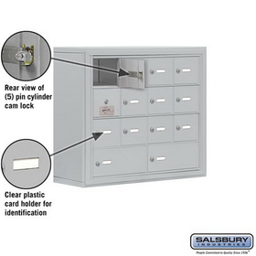 Salsbury Industries 19148-14ASK Cell Phone Storage Locker-4 Door High Unit(8 Inch Deep Compartments)-12 A Doors(11 usable)and 2 B Doors-Aluminum-Surface Mounted-Master Keyed Locks