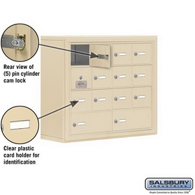 Salsbury Industries 19148-14SSK Cell Phone Storage Locker-4 Door High Unit(8 Inch Deep Compartments)-12 A Doors(11 usable)and 2 B Doors-Sandstone-Surface Mounted-Master Keyed Locks