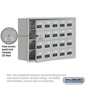 Salsbury Industries 19148-20ARC Cell Phone Storage Locker-4 Door High Unit(8 Inch Deep Compartments)-20 A Doors(19 usable)-Aluminum-Recessed Mounted-Resettable Combination Locks