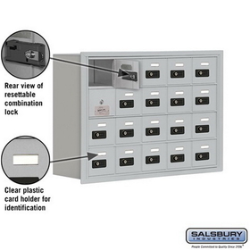 Salsbury Industries 19148-20ARC Cell Phone Storage Locker-4 Door High Unit(8 Inch Deep Compartments)-20 A Doors(19 usable)-Aluminum-Recessed Mounted-Resettable Combination Locks