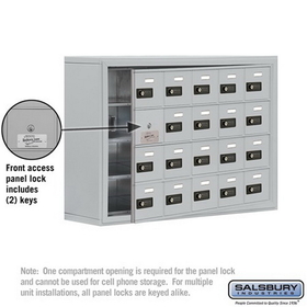 Salsbury Industries 19148-20ASC Cell Phone Storage Locker-4 Door High Unit(8 Inch Deep Compartments)-20 A Doors(19 usable)-Aluminum-Surface Mounted-Resettable Combination Locks