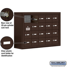 Salsbury Industries 19148-20ZSK Cell Phone Storage Locker-with Front Access Panel-4 Door High Unit (8 Inch Deep Compartments)-20 A Doors (19 usable)-Bronze-Surface Mounted-Master Keyed Locks