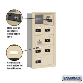 Salsbury Industries 19155-09SRC Cell Phone Storage Locker-with Front Access Panel-5 Door High Unit (5in Deep Compartments)-8 A Doors (7 usable) and 1 B Door-Sandstone-Recessed Mounted
