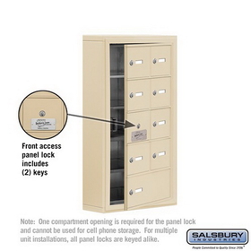 Salsbury Industries 19155-09SSK Cell Phone Storage Locker-5 Door High Unit(5 Inch Deep Compartments)-8 A Doors(7 usable)and 1 B Door-Sandstone-Surface Mounted-Master Keyed Locks
