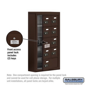 Salsbury Industries 19155-09ZSC Cell Phone Storage Locker-5 Door High Unit(5in Deep Compartments)-8 A Doors(7 usable)and 1 B Door-Bronze-Surface Mounted-Resettable Combination Locks