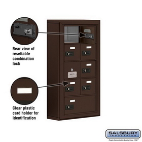 Salsbury Industries 19155-09ZSC Cell Phone Storage Locker-5 Door High Unit(5in Deep Compartments)-8 A Doors(7 usable)and 1 B Door-Bronze-Surface Mounted-Resettable Combination Locks
