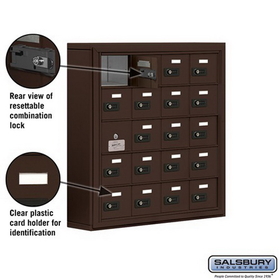Salsbury Industries 19155-20ZSC Cell Phone Storage Locker-with Front Access Panel-5 Door High Unit(5 Inch Deep Compartments)-20 A Doors(19 usable)-Bronze-Surface Mounted-Resettable Combination Locks