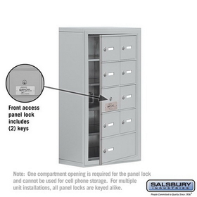 Salsbury Industries 19158-09ASK Cell Phone Storage Locker-5 Door High Unit(8 Inch Deep Compartments)-8 A Doors(7 usable)and 1 B Door-Aluminum-Surface Mounted-Master Keyed Locks