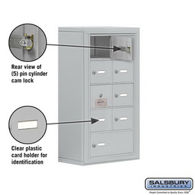 Salsbury Industries 19158-09ASK Cell Phone Storage Locker-5 Door High Unit(8 Inch Deep Compartments)-8 A Doors(7 usable)and 1 B Door-Aluminum-Surface Mounted-Master Keyed Locks