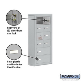 Salsbury Industries 19165-10ASK Cell Phone Storage Locker-6 Door High Unit(5 Inch Deep Compartments)-8 A Doors(7 usable)and 2 B Doors-Aluminum-Surface Mounted-Master Keyed Locks