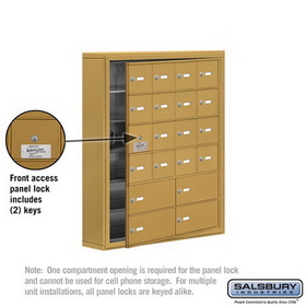 Salsbury Industries 19165-20GSK Cell Phone Storage Locker-6 Door High Unit(5 Inch Deep Compartments)-16 A Doors(15 usable)and 4 B Doors-Gold-Surface Mounted-Master Keyed Locks