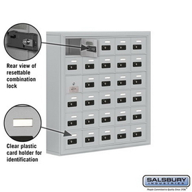 Salsbury Industries 19165-30ASC Cell Phone Storage Locker-6 Door High Unit(5 Inch Deep Compartments)-30 A Doors(29 usable)-Aluminum-Surface Mounted-Resettable Combination Locks