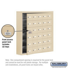 Salsbury Industries 19165-30SSK Cell Phone Storage Locker-with Front Access Panel-6 Door High Unit (5 Inch Deep Compartments)-30 A Doors (29 usable)-Sandstone-Surface Mounted-Master Keyed Locks