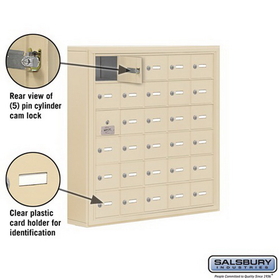 Salsbury Industries 19165-30SSK Cell Phone Storage Locker-with Front Access Panel-6 Door High Unit (5 Inch Deep Compartments)-30 A Doors (29 usable)-Sandstone-Surface Mounted-Master Keyed Locks