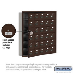 Salsbury Industries 19165-30ZRC Cell Phone Storage Locker-6 Door High Unit(5 Inch Deep Compartments)-30 A Doors(29 usable)-Bronze-Recessed Mounted-Resettable Combination Locks