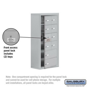 Salsbury Industries 19168-10ASK Cell Phone Storage Locker-6 Door High Unit(8 Inch Deep Compartments)-8 A Doors(7 usable)and 2 B Doors-Aluminum-Surface Mounted-Master Keyed Locks