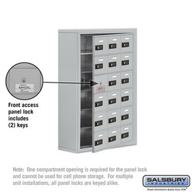 Salsbury Industries 19168-18ASC Cell Phone Storage Locker-6 Door High Unit(8 Inch Deep Compartments)-18 A Doors(17 usable)-Aluminum-Surface Mounted-Resettable Combination Locks