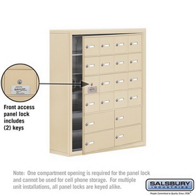 Salsbury Industries 19168-20SSK Cell Phone Storage Locker-6 Door High Unit(8 Inch Deep Compartments)-16 A Doors(15 usable)and 4 B Doors-Sandstone-Surface Mounted-Master Keyed Locks