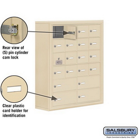Salsbury Industries 19168-20SSK Cell Phone Storage Locker-6 Door High Unit(8 Inch Deep Compartments)-16 A Doors(15 usable)and 4 B Doors-Sandstone-Surface Mounted-Master Keyed Locks