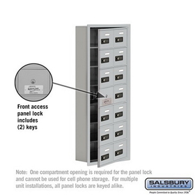 Salsbury Industries 19175-14ARC Cell Phone Storage Locker-7 Door High Unit(5 Inch Deep Compartments)-14 A Doors(13 usable)-Aluminum-Recessed Mounted-Resettable Combination Locks