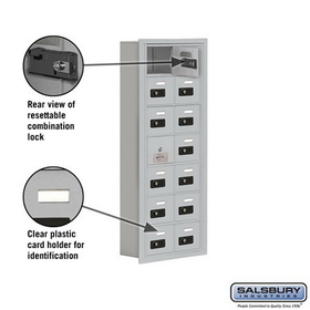 Salsbury Industries 19175-14ARC Cell Phone Storage Locker-7 Door High Unit(5 Inch Deep Compartments)-14 A Doors(13 usable)-Aluminum-Recessed Mounted-Resettable Combination Locks