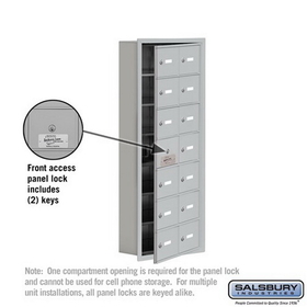 Salsbury Industries 19175-14ARK Cell Phone Storage Locker-with Front Access Panel-7 Door High Unit (5 Inch Deep Compartments)-14 A Doors (13 usable)-Aluminum-Recessed Mounted-Master Keyed Locks