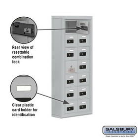 Salsbury Industries 19175-14ASC Cell Phone Storage Locker-7 Door High Unit(5 Inch Deep Compartments)-14 A Doors(13 usable)-Aluminum-Surface Mounted-Resettable Combination Locks