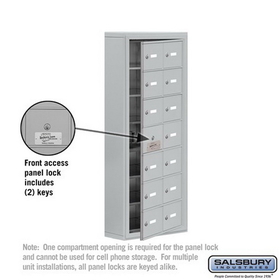Salsbury Industries 19175-14ASK Cell Phone Storage Locker-with Front Access Panel-7 Door High Unit (5 Inch Deep Compartments)-14 A Doors (13 usable)-Aluminum-Surface Mounted-Master Keyed Locks
