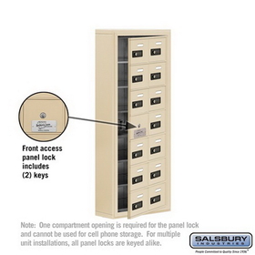 Salsbury Industries 19175-14SSC Cell Phone Storage Locker-7 Door High Unit(5 Inch Deep Compartments)-14 A Doors(13 usable)-Sandstone-Surface Mounted-Resettable Combination Locks