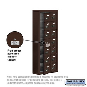 Salsbury Industries 19175-14ZSC Cell Phone Storage Locker-with Front Access Panel-7 Door High Unit(5 Inch Deep Compartments)-14 A Doors(13 usable)-Bronze-Surface Mounted-Resettable Combination Locks