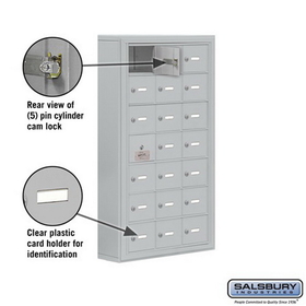 Salsbury Industries 19175-21ASK Cell Phone Storage Locker-with Front Access Panel-7 Door High Unit (5 Inch Deep Compartments)-21 A Doors (20 usable)-Aluminum-Surface Mounted-Master Keyed Locks