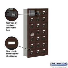 Salsbury Industries 19175-21ZRC Cell Phone Storage Locker-7 Door High Unit(5 Inch Deep Compartments)-21 A Doors(20 usable)-Bronze-Recessed Mounted-Resettable Combination Locks