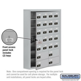 Salsbury Industries 19175-24ASC Cell Phone Storage Locker-with Front Access Panel-7 Door High Unit (5in Deep Compartments)-20 A Doors (19 usable) and 4 B Doors-Aluminum-Surface Mounted