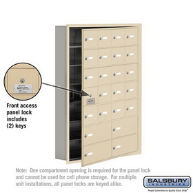 Salsbury Industries 19175-24SRK Cell Phone Storage Locker-7 Door High Unit(5 Inch Deep Compartments)-20 A Doors(19 usable)and 4 B Doors-Sandstone-Recessed Mounted-Master Keyed Locks