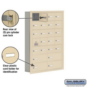 Salsbury Industries 19175-24SRK Cell Phone Storage Locker-7 Door High Unit(5 Inch Deep Compartments)-20 A Doors(19 usable)and 4 B Doors-Sandstone-Recessed Mounted-Master Keyed Locks