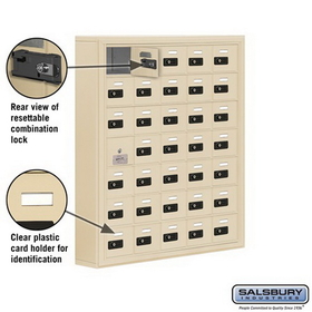 Salsbury Industries 19175-35SSC Cell Phone Storage Locker-7 Door High Unit(5 Inch Deep Compartments)-35 A Doors(34 usable)-Sandstone-Surface Mounted-Resettable Combination Locks