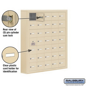 Salsbury Industries 19175-35SSK Cell Phone Storage Locker-with Front Access Panel-7 Door High Unit (5 Inch Deep Compartments)-35 A Doors (34 usable)-Sandstone-Surface Mounted-Master Keyed Locks