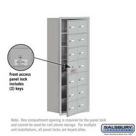 Salsbury Industries 19178-14ARK Cell Phone Storage Locker-with Front Access Panel-7 Door High Unit (8 Inch Deep Compartments)-14 A Doors (13 usable)-Aluminum-Recessed Mounted-Master Keyed Locks