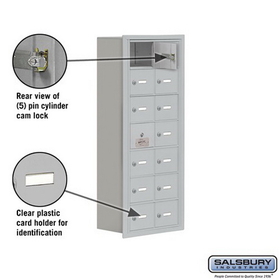Salsbury Industries 19178-14ARK Cell Phone Storage Locker-with Front Access Panel-7 Door High Unit (8 Inch Deep Compartments)-14 A Doors (13 usable)-Aluminum-Recessed Mounted-Master Keyed Locks