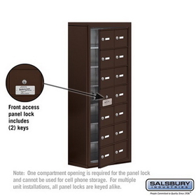 Salsbury Industries 19178-14ZSK Cell Phone Storage Locker-with Front Access Panel-7 Door High Unit (8 Inch Deep Compartments)-14 A Doors (13 usable)-Bronze-Surface Mounted-Master Keyed Locks