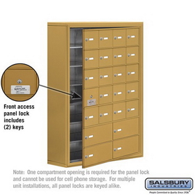 Salsbury Industries 19178-24GSK Cell Phone Storage Locker-7 Door High Unit(8 Inch Deep Compartments)-20 A Doors(19 usable)and 4 B Doors-Gold-Surface Mounted-Master Keyed Locks