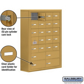 Salsbury Industries 19178-24GSK Cell Phone Storage Locker-7 Door High Unit(8 Inch Deep Compartments)-20 A Doors(19 usable)and 4 B Doors-Gold-Surface Mounted-Master Keyed Locks