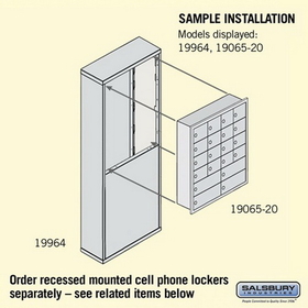 Salsbury Industries 19964ALM Free-Standing Enclosure for #19065-20, #19068-20, #19165-20 and #19168-20 - Recessed Mounted Cell Phone Lockers - Aluminum
