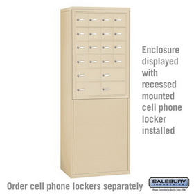 Salsbury Industries 19964SAN Free-Standing Enclosure for #19065-20, #19068-20, #19165-20 and #19168-20 - Recessed Mounted Cell Phone Lockers - Sandstone