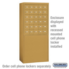 Salsbury Industries 19965GLD Free-Standing Enclosure for #19065-30, #19068-30, #19165-30 and #19168-30 - Recessed Mounted Cell Phone Lockers - Gold